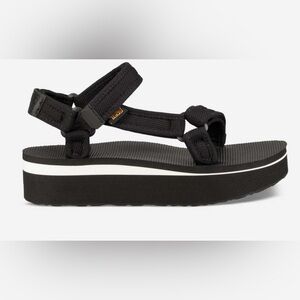 Teva Black Platform Sandals with Adjustable Straps